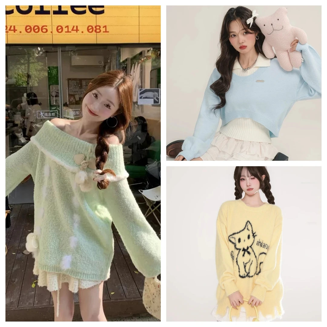 【新年新款毛衣工厂小雪】韩版百搭设计款针织开衫毛衣外套女套装潮