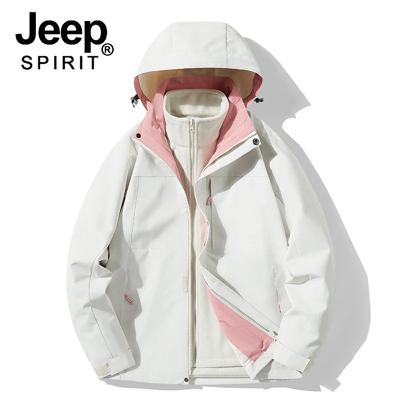 Jeep吉普户外冲锋衣女2023年新款三合一防风防水秋冬季登山外套男