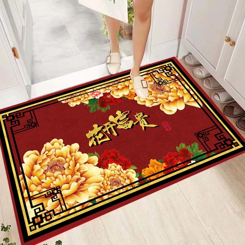 家用花开富贵入户卧室门垫地垫地毯