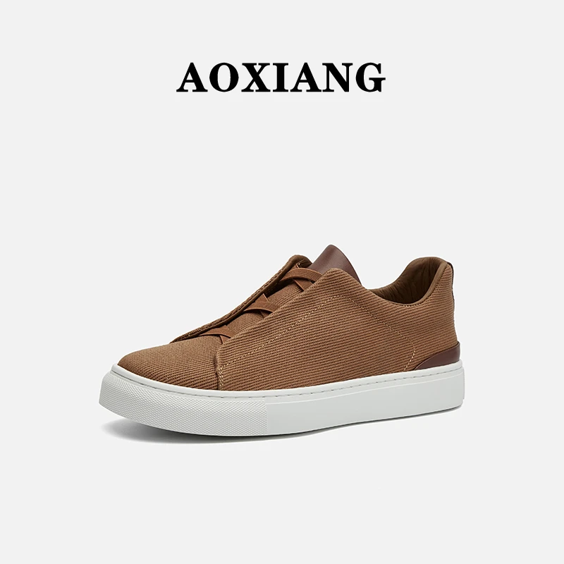 春秋2025新款板鞋男透气一脚蹬帆布鞋低帮套脚休闲运动鞋耐磨软底