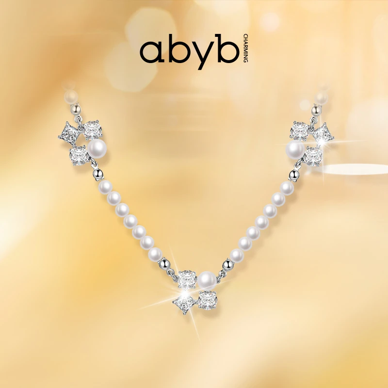 ABYBCHARMING 铜合金项链 花海项链坠链百搭小众时尚仙女镶嵌气质