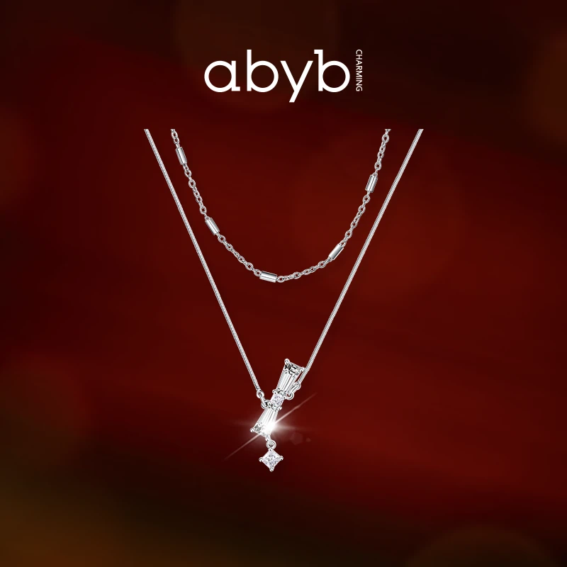 ABYBCHARMING 铜合金合成锆石项链 叠戴项链小众设计邀约项链