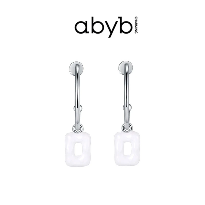 ABYBCHARMING 铜合金项链 梦境艺术框耳环轻奢小众白色