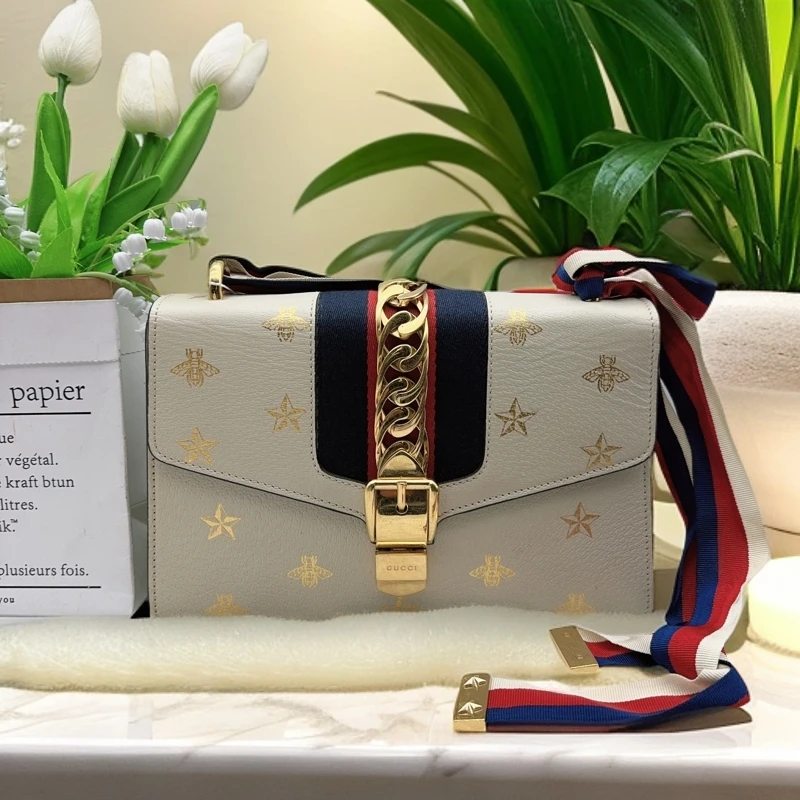 95新 GUCCI/古驰  白色小蜜蜂塞尔维亚 971 7441