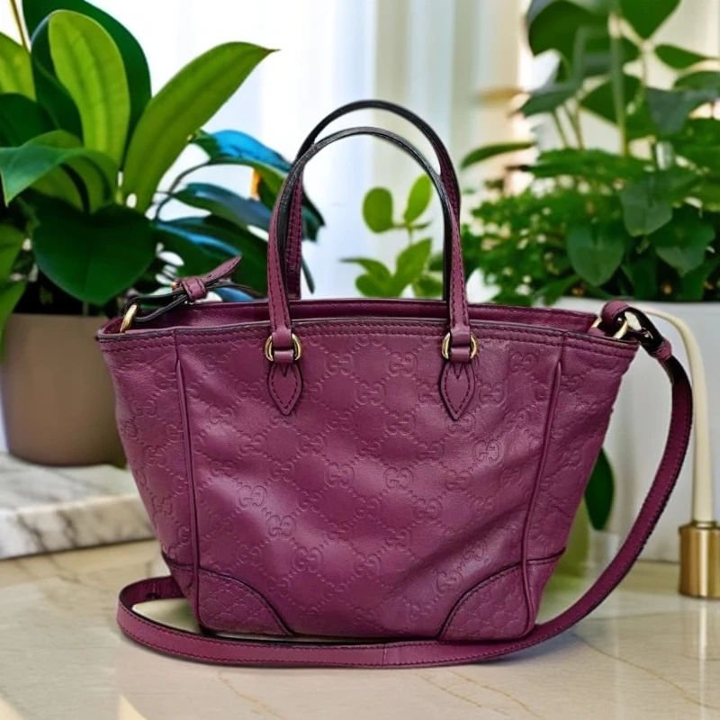 95新 GUCCI/古驰  紫色压纹小托特 948 5282