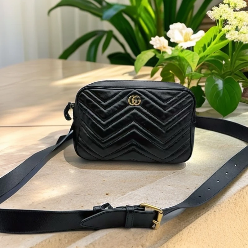 95新 GUCCI/古驰  黑色马蒙相机包 1051 4818