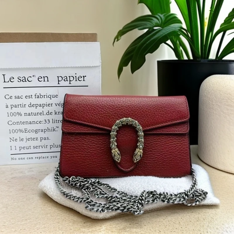 95新 GUCCI/古驰  mini酒神红色链条包 968 3569