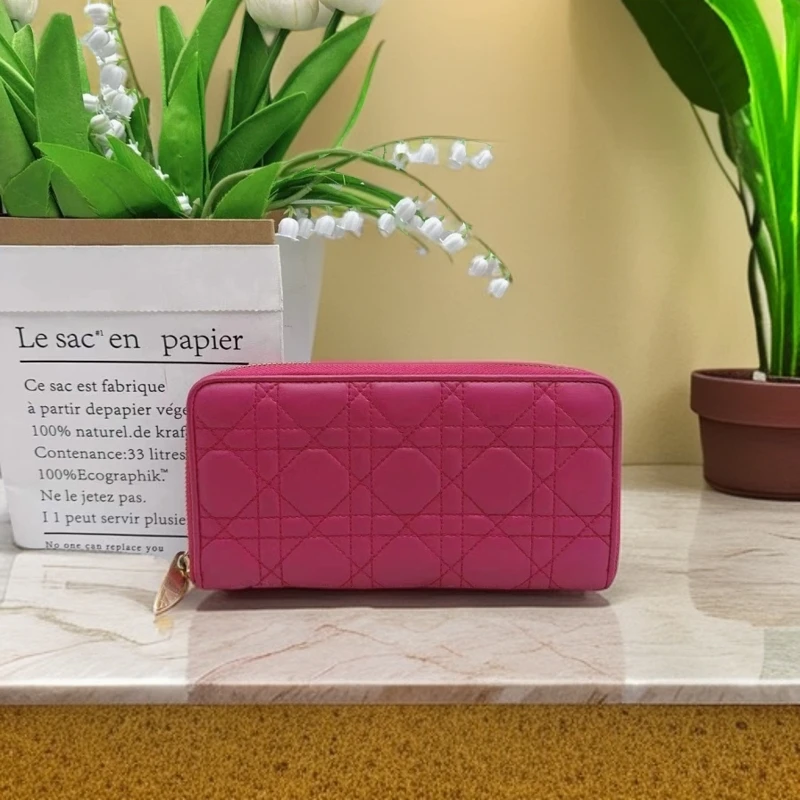 95新 DIOR/迪奥 玫红色钱包 1008 8470