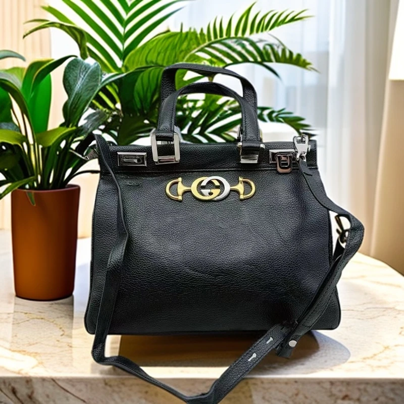 95新 GUCCI/古驰  黑色zumi手提单肩包 1031 0766