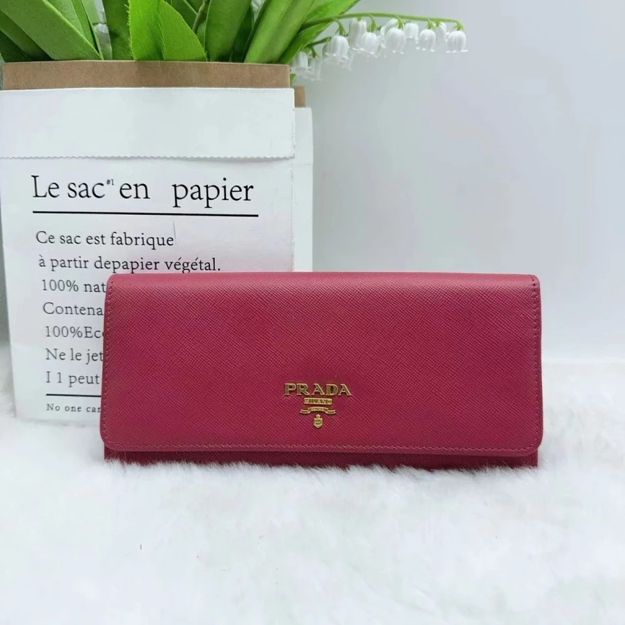 95新 Prada/普拉达 玫粉色钱包 904 8318