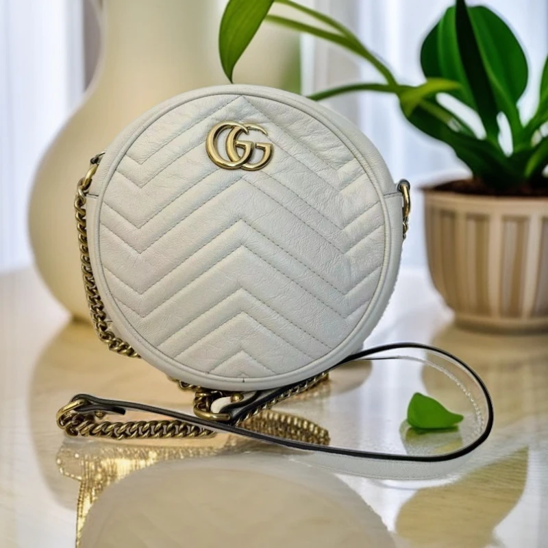 95新 GUCCI/古驰  白色圆饼 899 0614