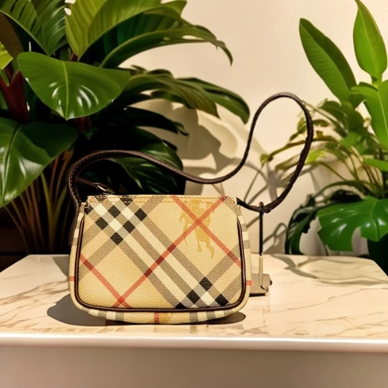 95新 BURBERRY/博柏利  战马系列格纹斜挎包 1000 2336