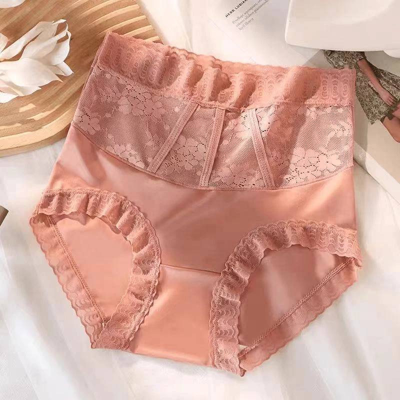 优诗菲高腰缎面蕾丝轻奢亲肤舒适夏季女士内裤CK-1