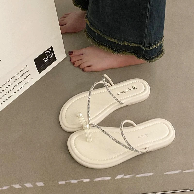 外出平底拖鞋女夏外穿2024年夏季新款厚底沙滩凉鞋时尚ins仙女风