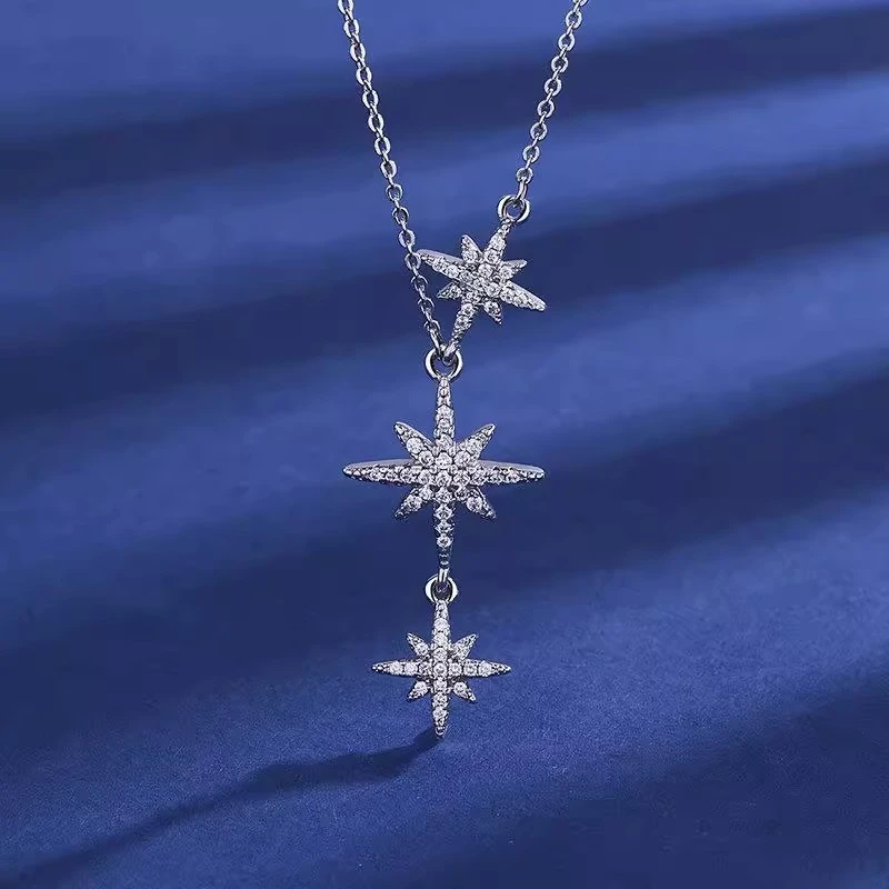 坠链均足银 六芒星轻奢925纯银项链女款锁骨链吊坠七夕情人节礼物