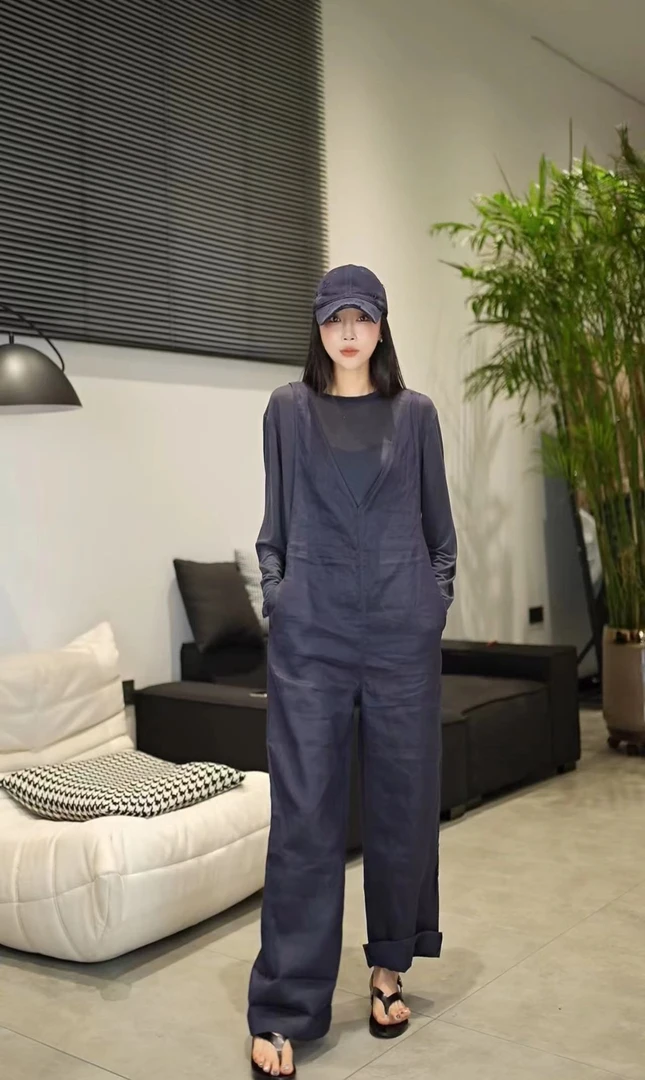 (李老板)夏季新款100亚麻背带裤休闲裤