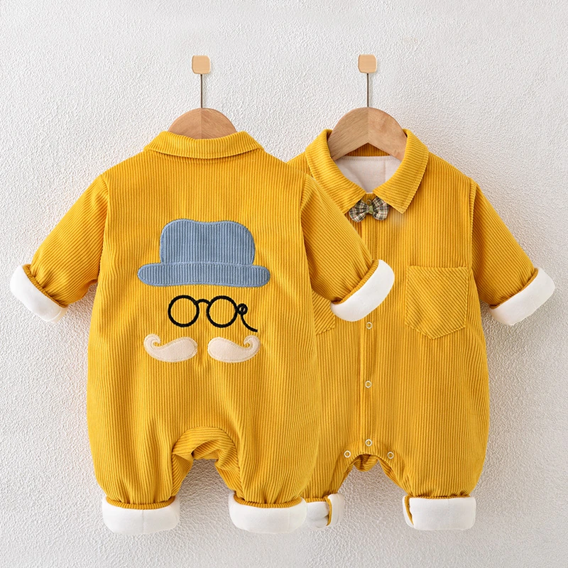【冬季夹棉】婴儿连体衣夹棉秋冬季新生儿哈衣爬服宝宝冬装衣服外穿