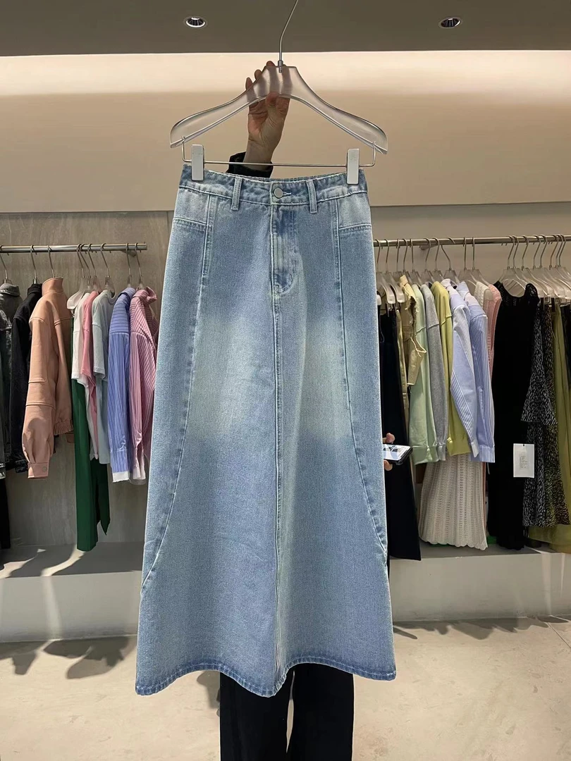 笑笑 设计感浅色牛仔半裙#89020（清，原149）