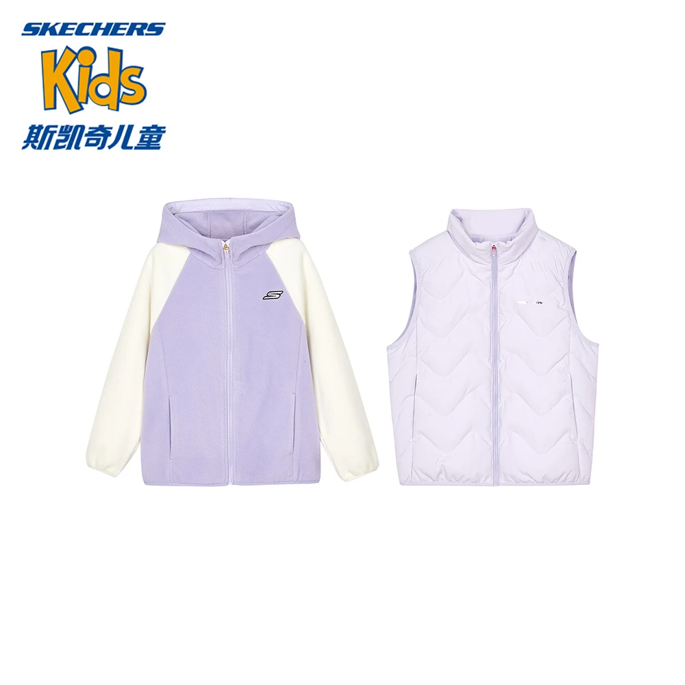 斯凯奇官方儿童上衣女童秋冬时尚百搭保暖舒适休闲外套P424G097