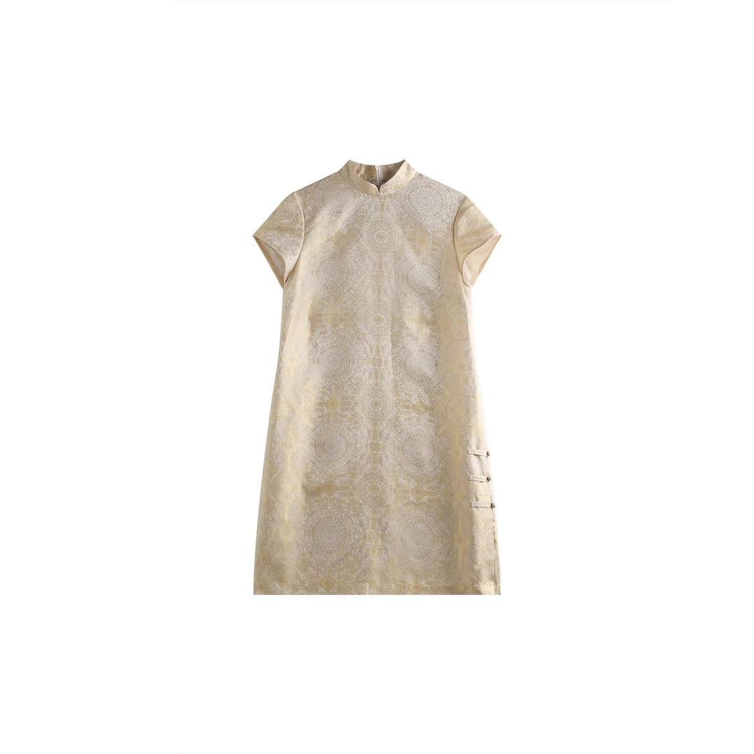 【年终回馈】桐君 新款高定宋锦桑蚕丝夏季提花连衣裙 YB-24L7211