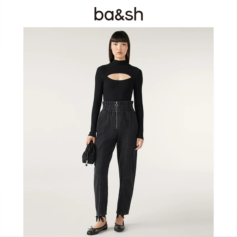 ba&sh高级感秋冬设计感镂空半高领打底衫长袖针织上衣1H23ALAN