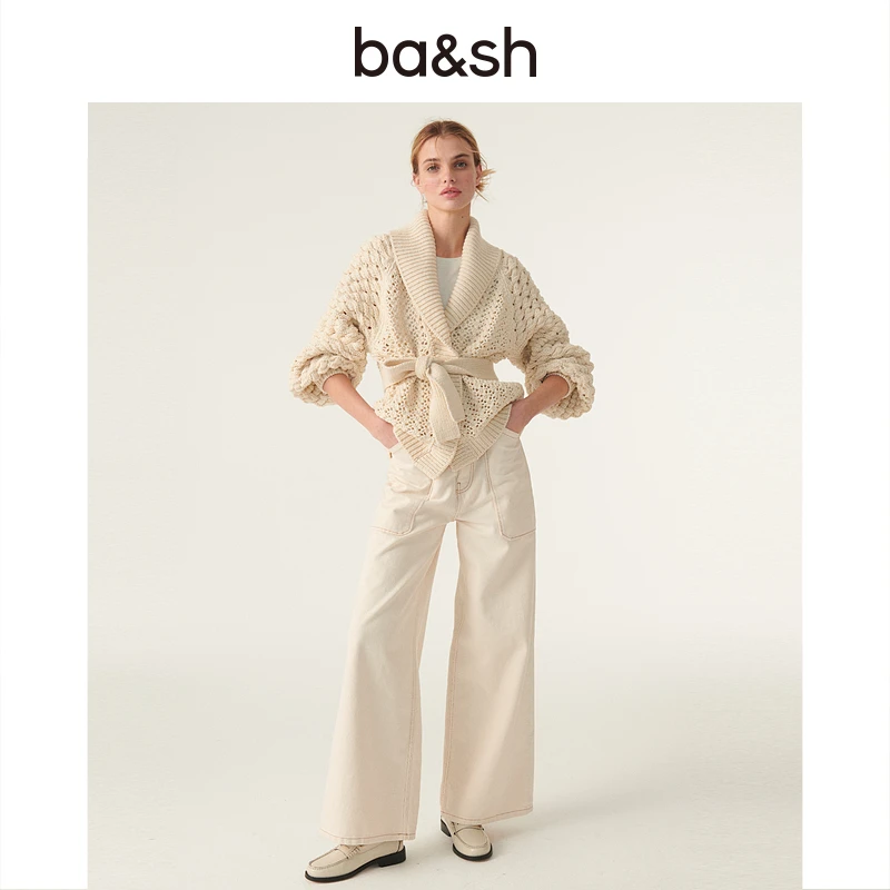 【明星同款】ba&sh静奢高级感高级感法式绑带镂空针织开衫1H23KYR