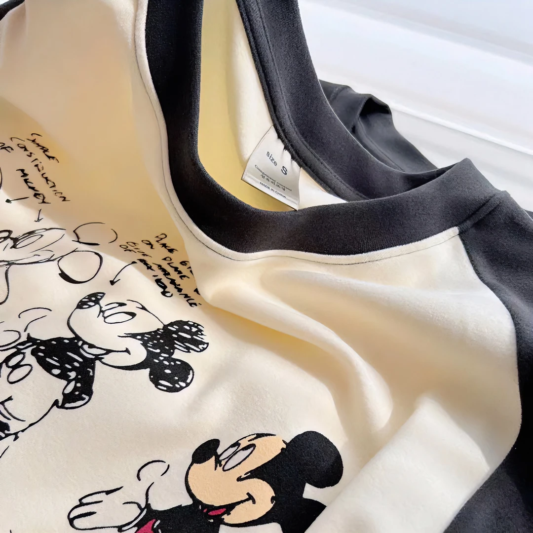 欧货双面澳绒卡通拼色宽松加厚打底