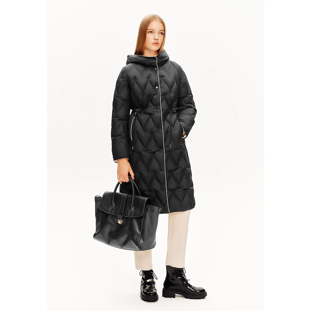 PSALTER诗篇冬季新款撞色棱形不跑绒中长款保暖羽绒服6C64508123