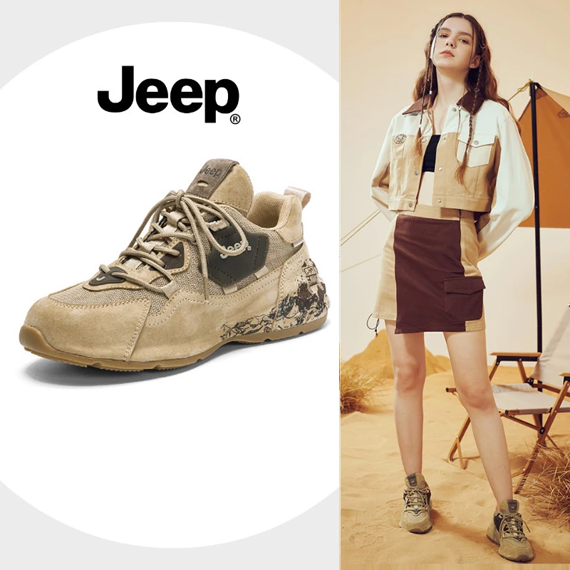 JEEP/吉普女鞋小众厚底运动鞋皮包底女士鞋老爹鞋休闲时尚鞋秋冬