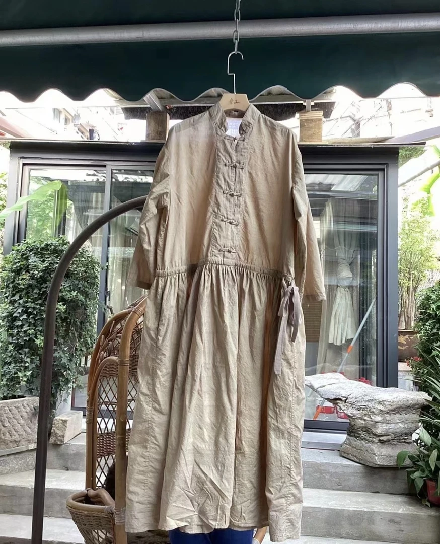 冬冬分享垒土612植物染盘扣连衣裙