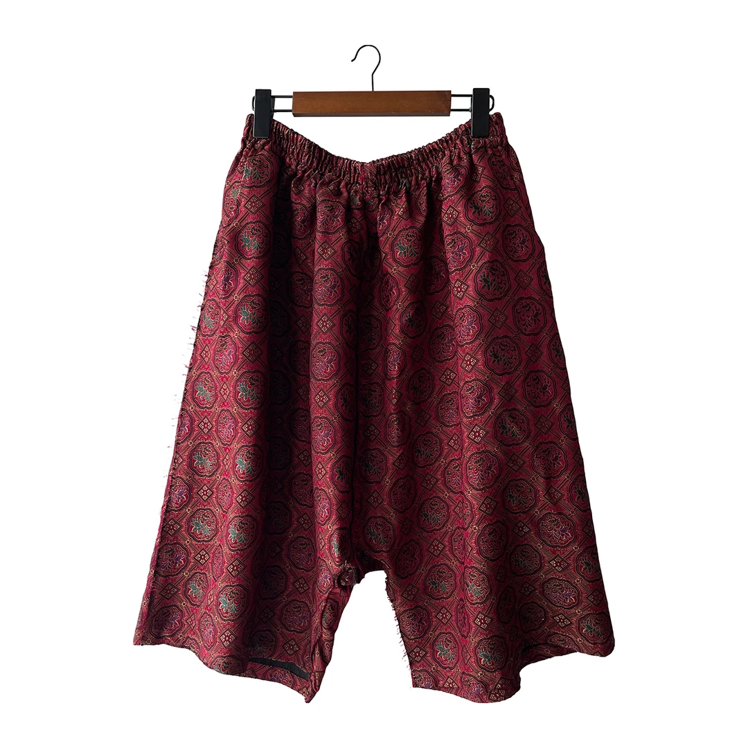 云雾里2083-1原创设计复古文艺宽松休闲桑蚕丝七分裤