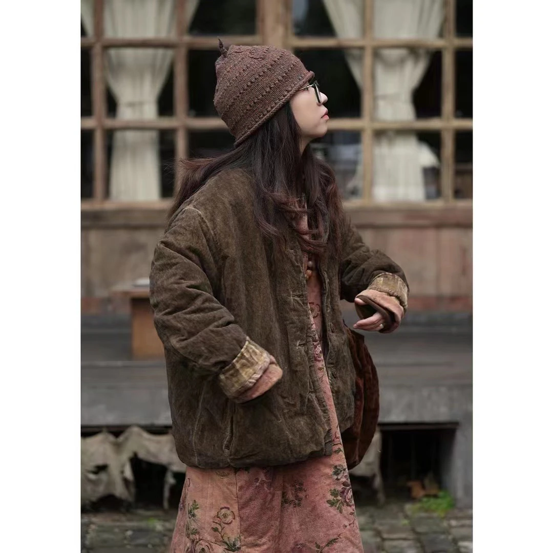 冬冬分享《云雾里》1182#原创设计复古文艺宽松休闲植物染短棉衣