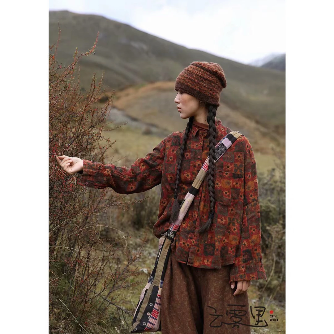 云雾里 原创设计3018复古文艺随性简约大气纯亚麻长袖衬衫