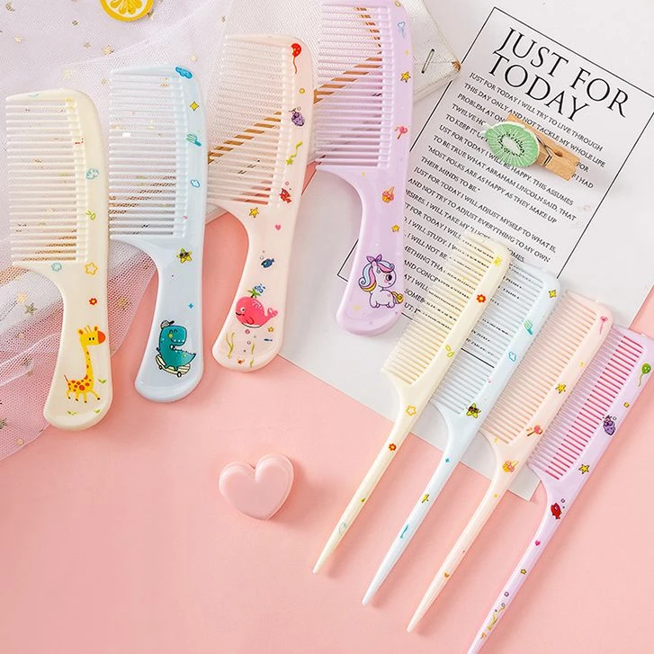 卡通动物梳子宝宝儿童挑梳女童美发梳细齿尖尾对梳子迷你便携套装