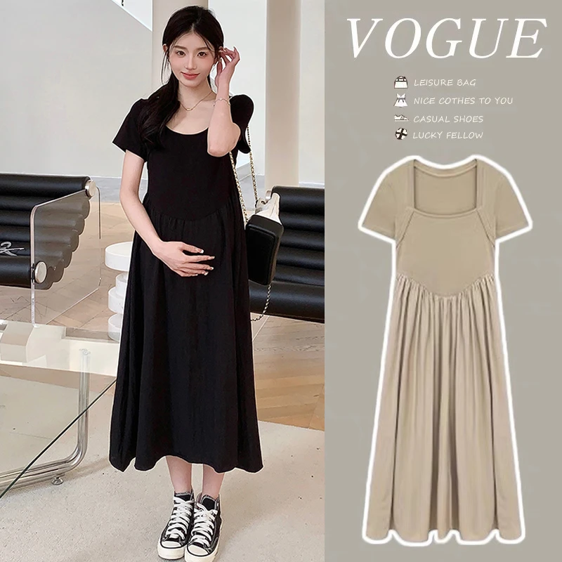 孕妇夏装连衣裙2024新款大码显瘦气质时尚夏季中长款韩版宽松遮肚