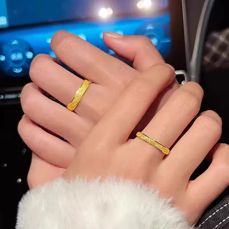 钛钢戒指 男戒轻奢精致磨砂戒指女不掉色素圈简约指环情侣对戒