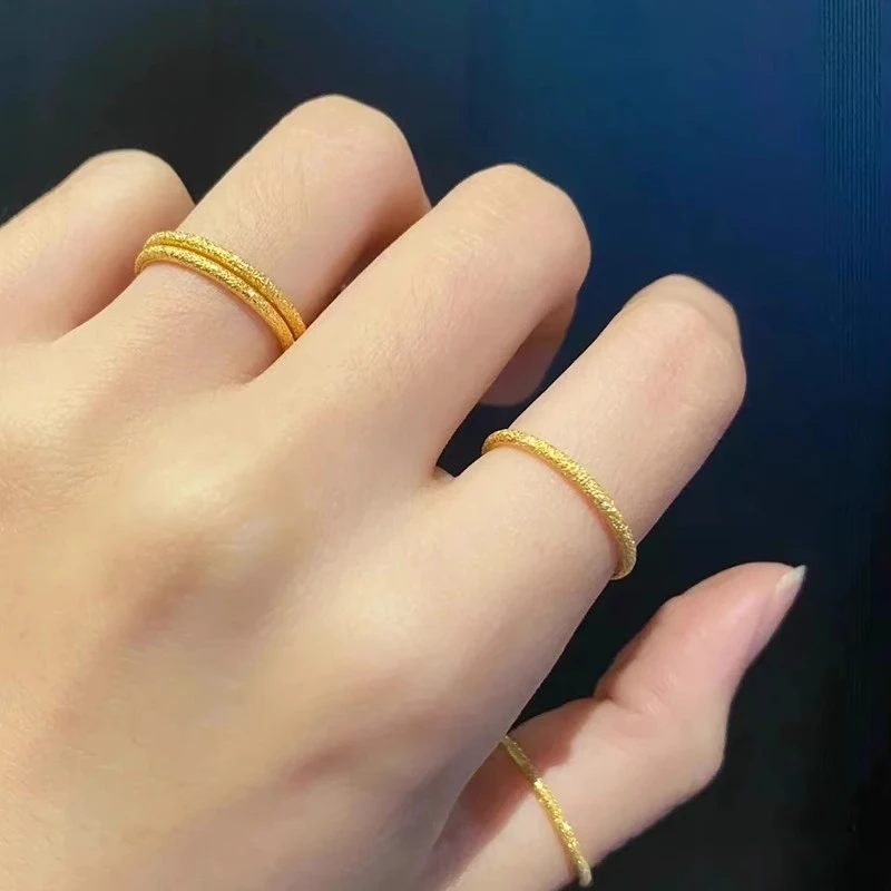 钛钢戒指 满天星素圈戒指女18k金小众设计感轻奢高级指环简约礼物
