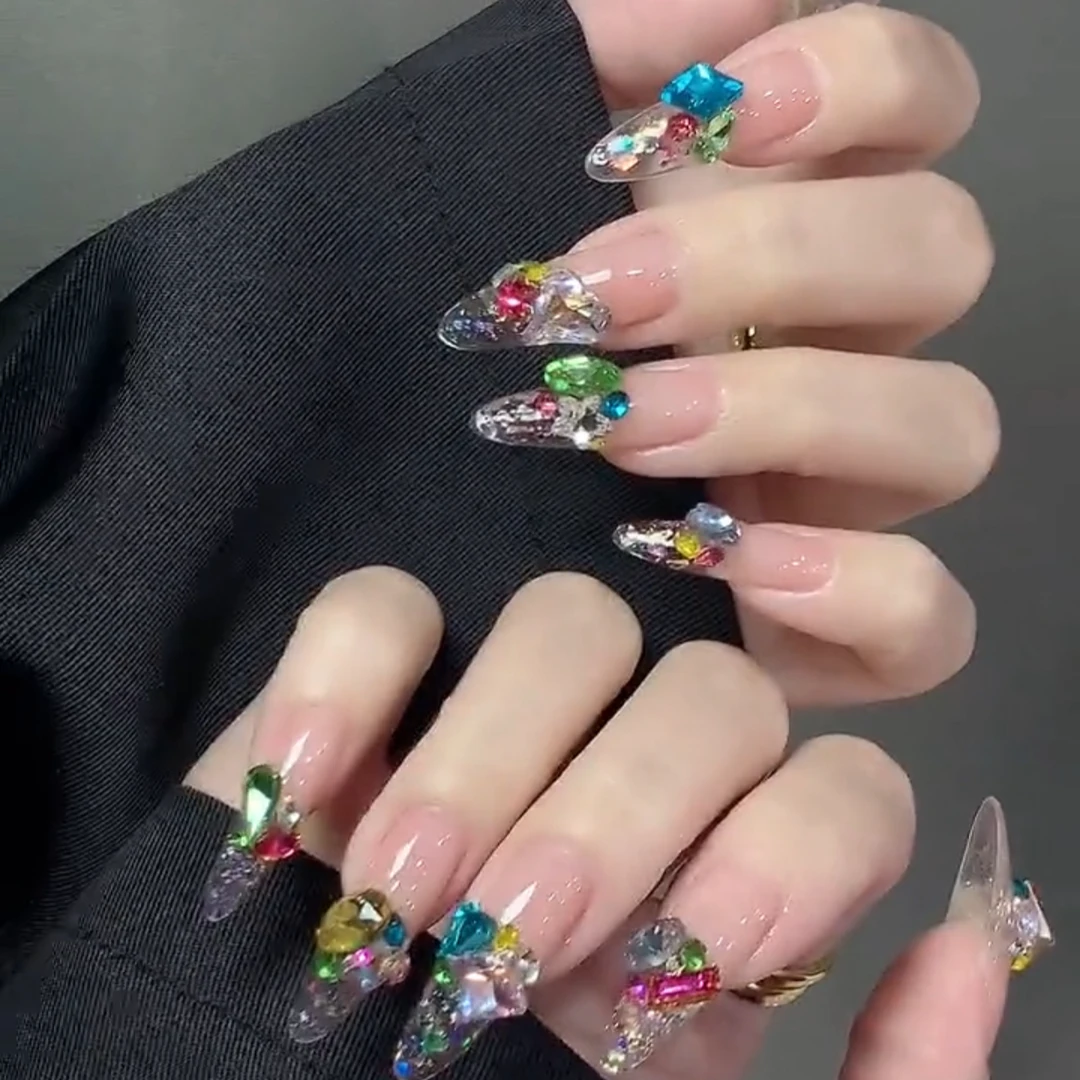 （潘多拉）纯手工彩色糖钻 冰透少女夏季穿戴甲