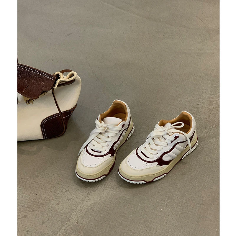 吕小布 | 古爷限定版鞋 复古头层牛皮拼接小白鞋时尚休闲鞋女0377