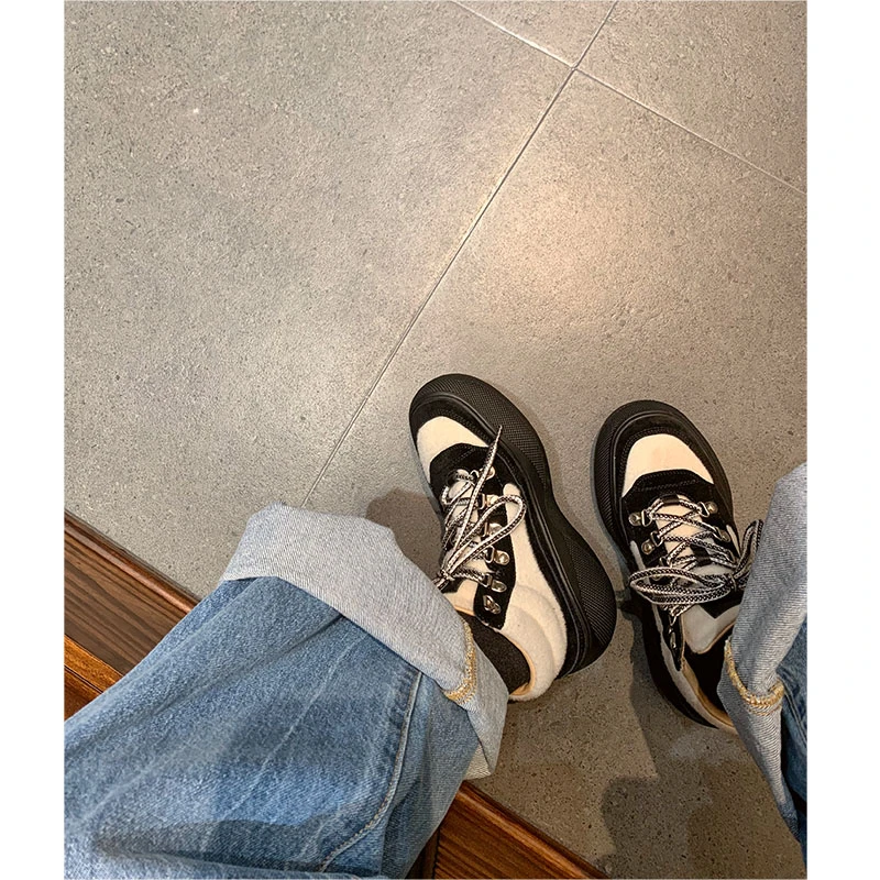 吕小布 | 冬日暖阳滑雪鞋女小香风厚底马皮运动高帮鞋0260