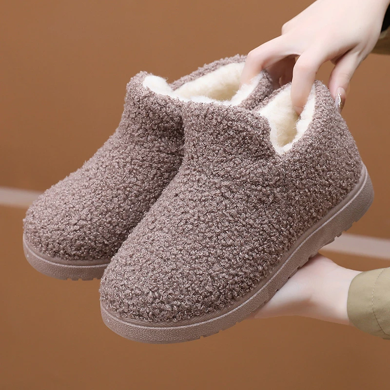 冬季女士棉鞋加绒加厚保暖防滑雪地靴软底一脚蹬休闲棉靴