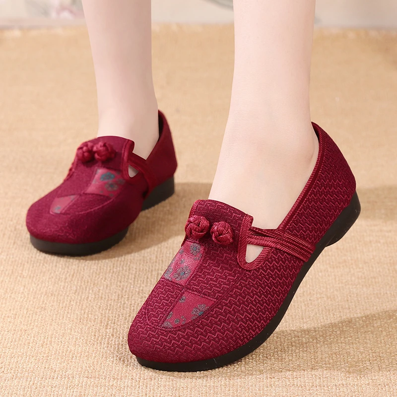 老北京布鞋轻便一脚蹬懒人鞋中老年妈妈鞋浅口单鞋老奶奶平底女鞋