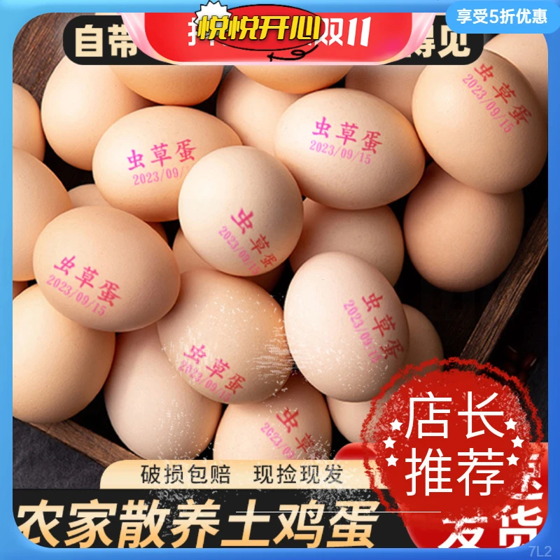 【大50-55g新鲜蛋】枚40农家高山谷饲散养土鸡蛋黄玉米虫草蛋20枚