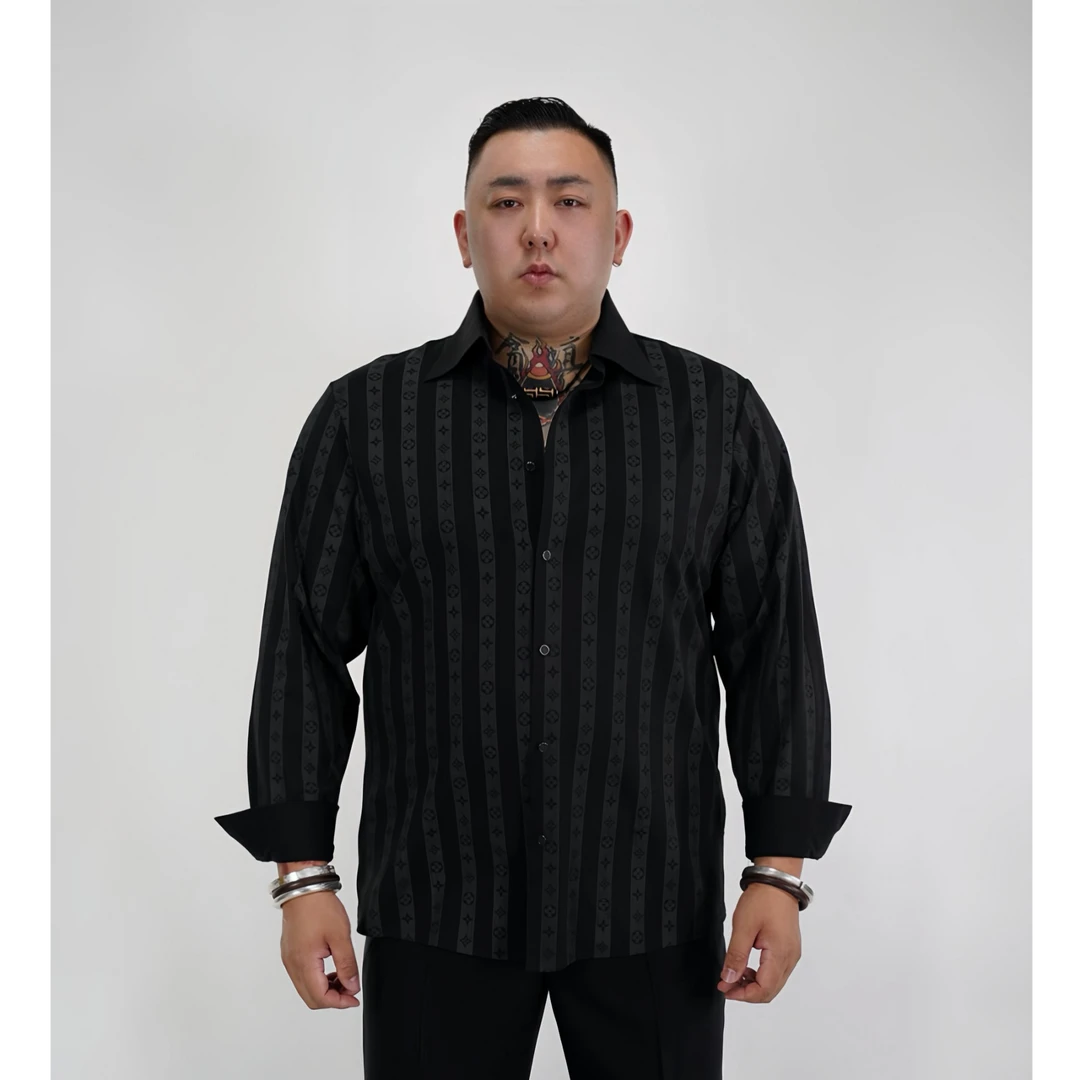 【北东老舅】自留款大码男装春秋冬款古巴领休闲宽领衬衫-85561
