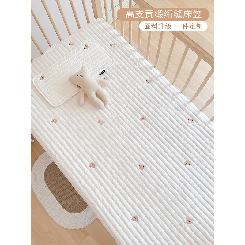爱萌堡婴儿床笠纯棉ins韩国风宝宝夹棉床单新生儿童拼接床床垫套