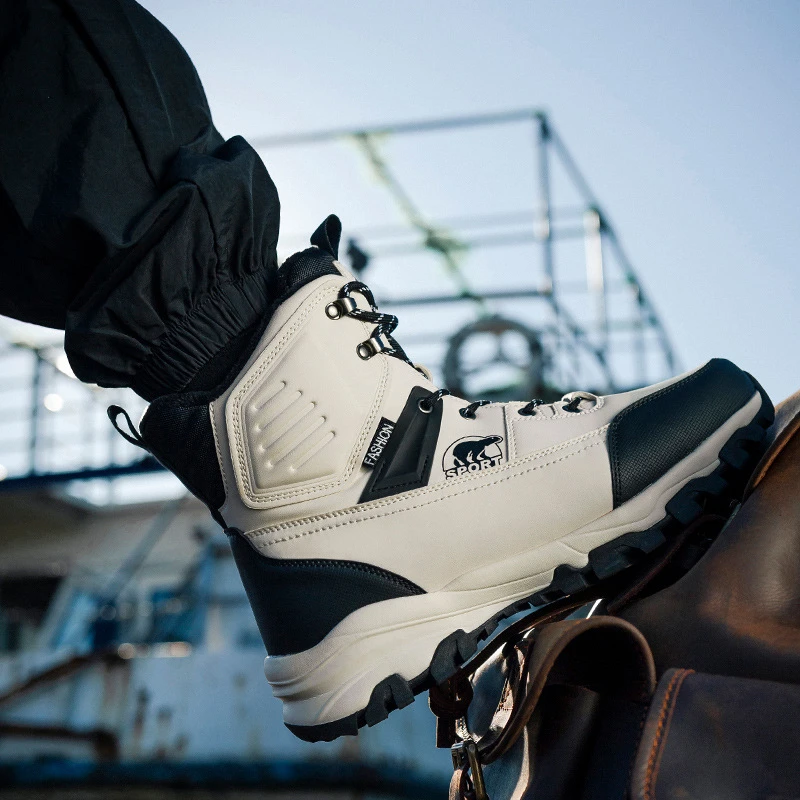 2024冬季新款男士高帮大棉靴加绒加厚保暖东北户外防水防滑雪地靴