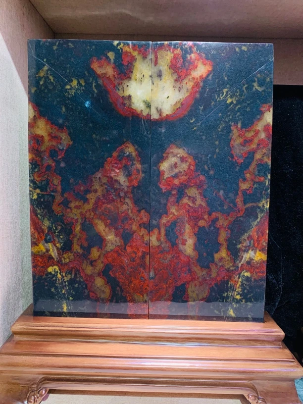 桂林鸡血居家摆件《灵猴献宝》天然意境画面新中式摆件