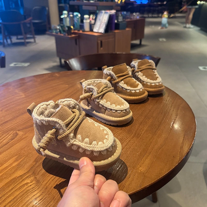 冬季加绒保暖雪地靴女宝宝软底学步鞋男宝宝雪地棉女童东北大棉靴