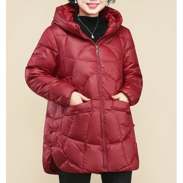 正品羽绒服胖妈妈中长款保暖洋气外套胖中老年冬装女加肥加大码衣