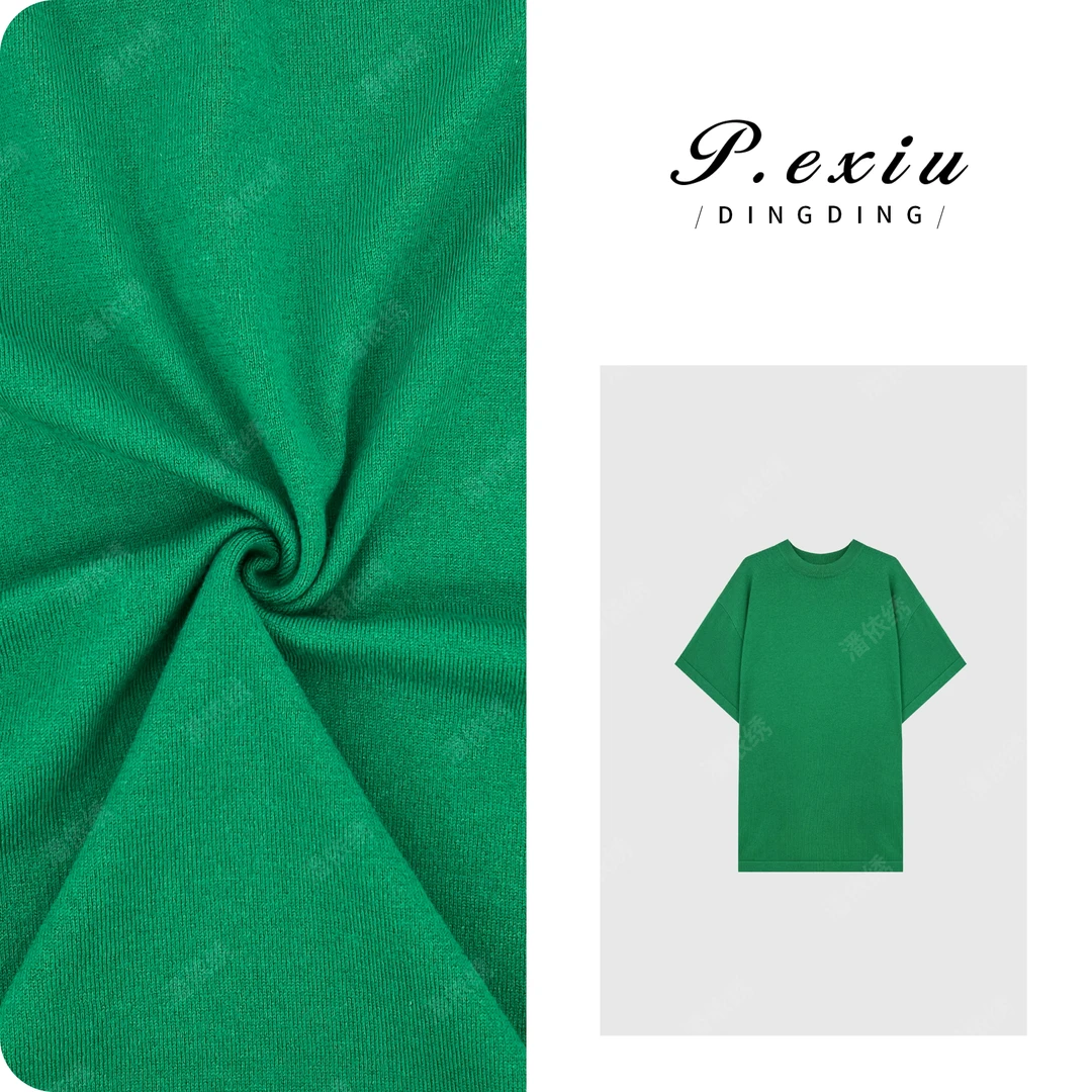 PanYiXiu/潘依绣【绿色序曲】羊-毛简约百搭慵懒针织短袖T恤 ZZ0600